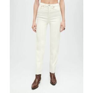 RE/DONE Vicky Jeans 70s Stove Pipe High Rise Straight Ankle Vintage White Sz 26